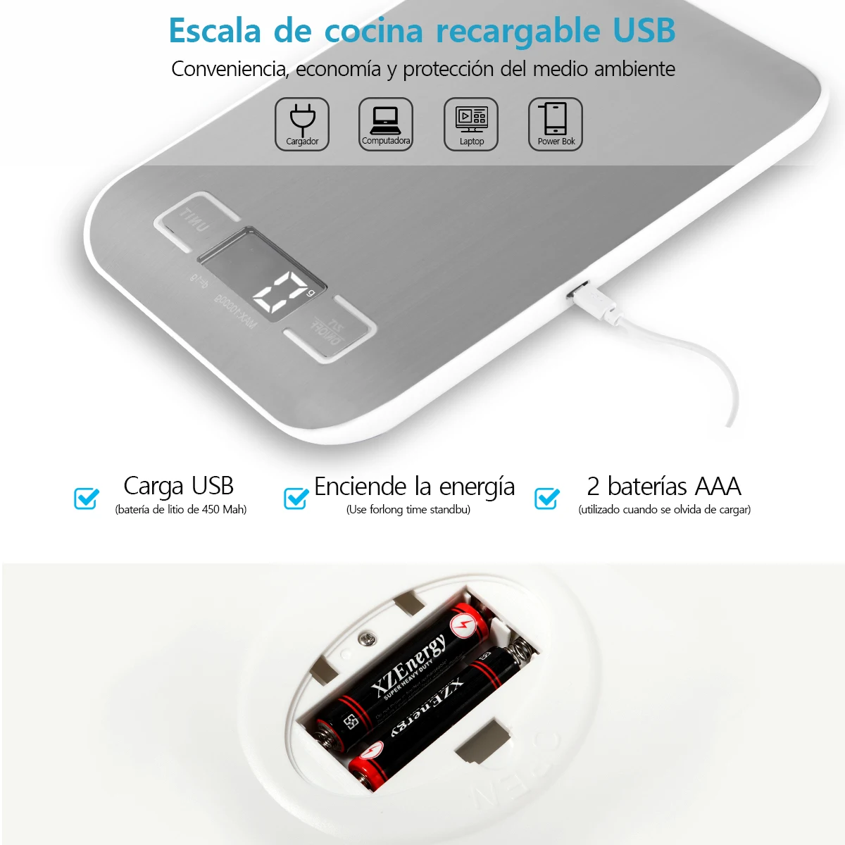 미니 전자 디지털 체중계 LED 식품 등급 스테인리스 스틸 요리 체중계, 휴대용 가정용 주방 USB 베이킹 체중계, 10kg