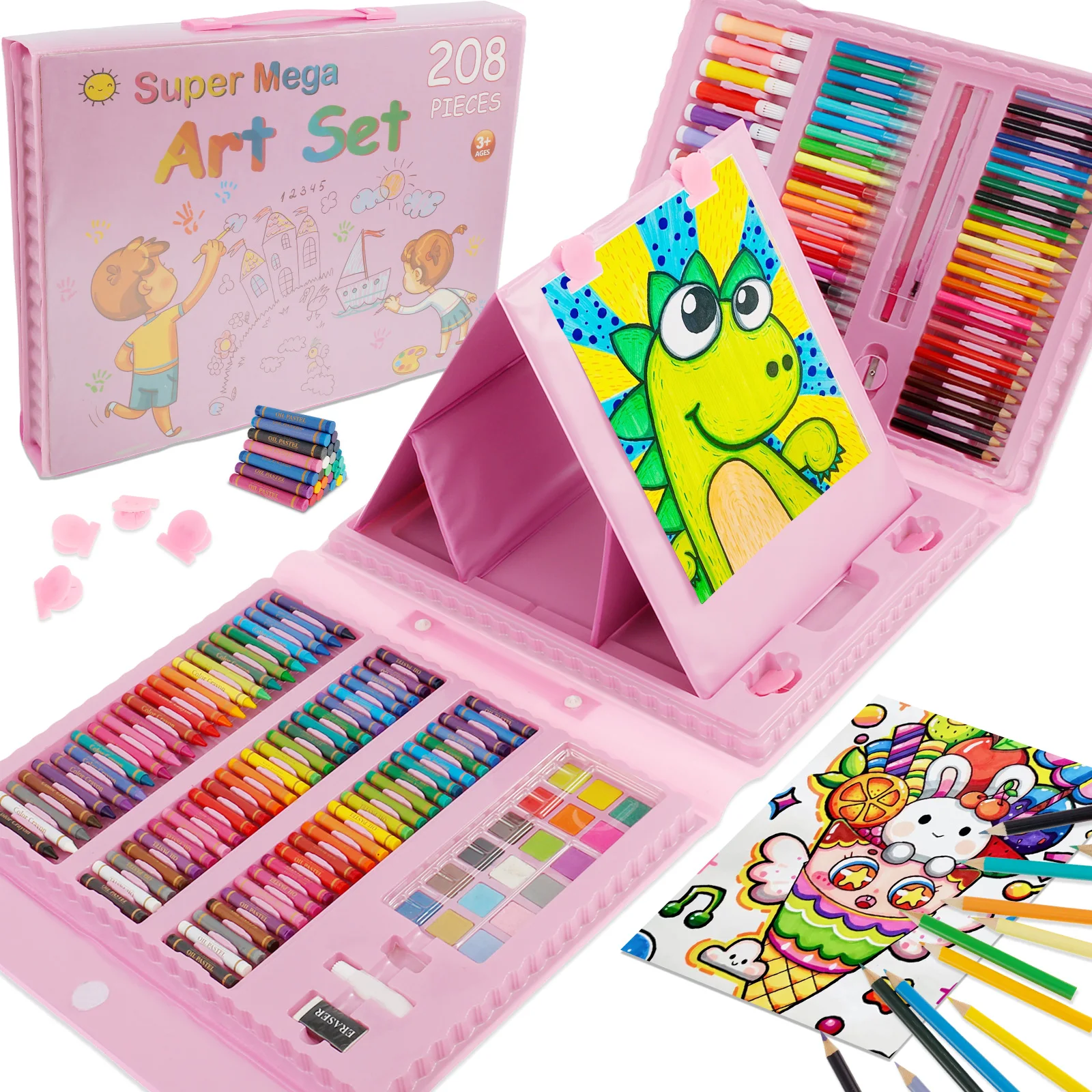 208Pcs Kids Art Set Watercolor Drawing Colored Pencils Sketch Pad Painting Drawing Tool Art Supplies School Stationery Set