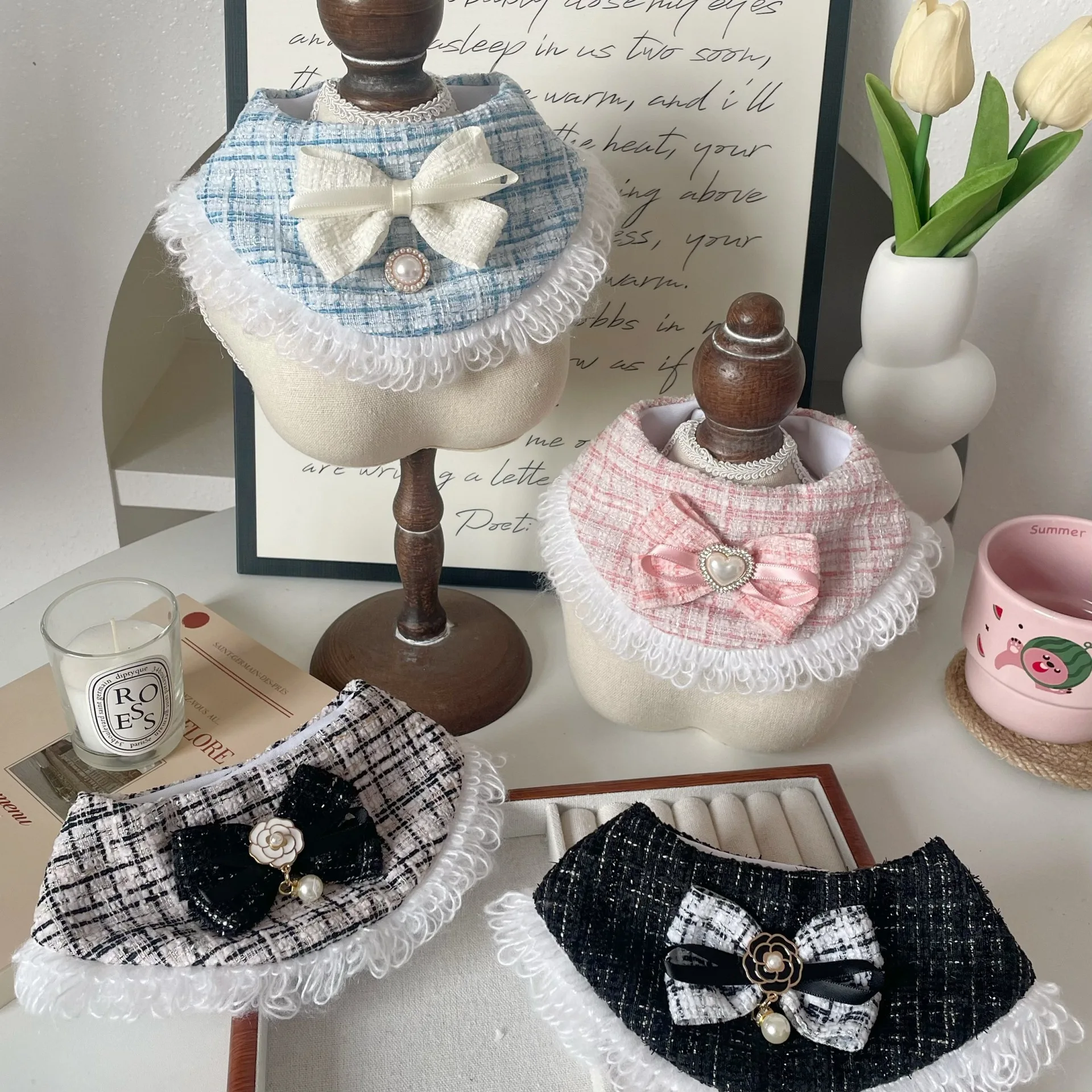 Conjunto de bandana babador para cães pequenos e gatos_voghion.com