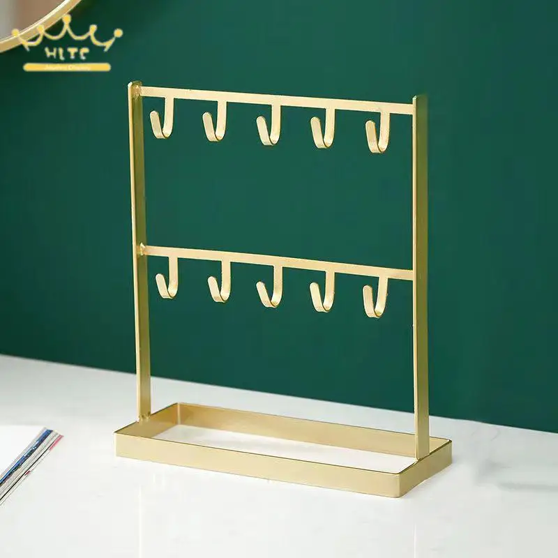 Hanger Jewelry Storage Rack Desktop Dressing Table Earrings Bracelet Organizer Double Layer Necklace Jewelry Arrangement Shelf