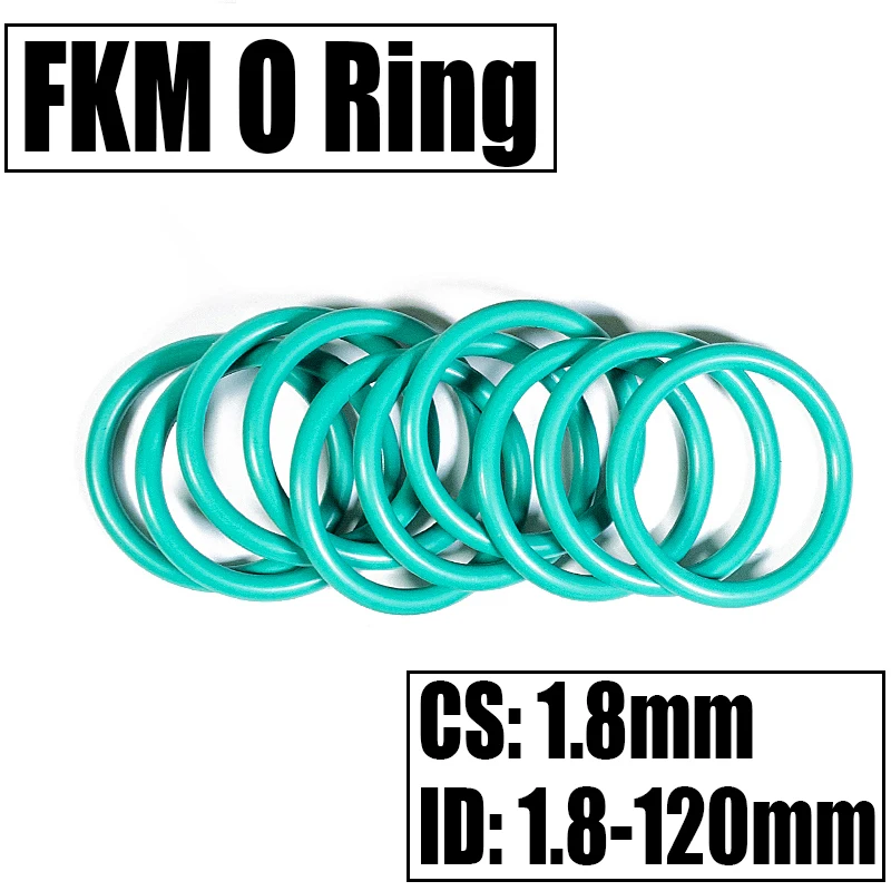 

1-20PCS FKM O Ring Seal Gasket Thickness CS 1.8mm ID 1.8-120mm Oil/High Temperature Resistance Washer Fluorine Rubber Spacer