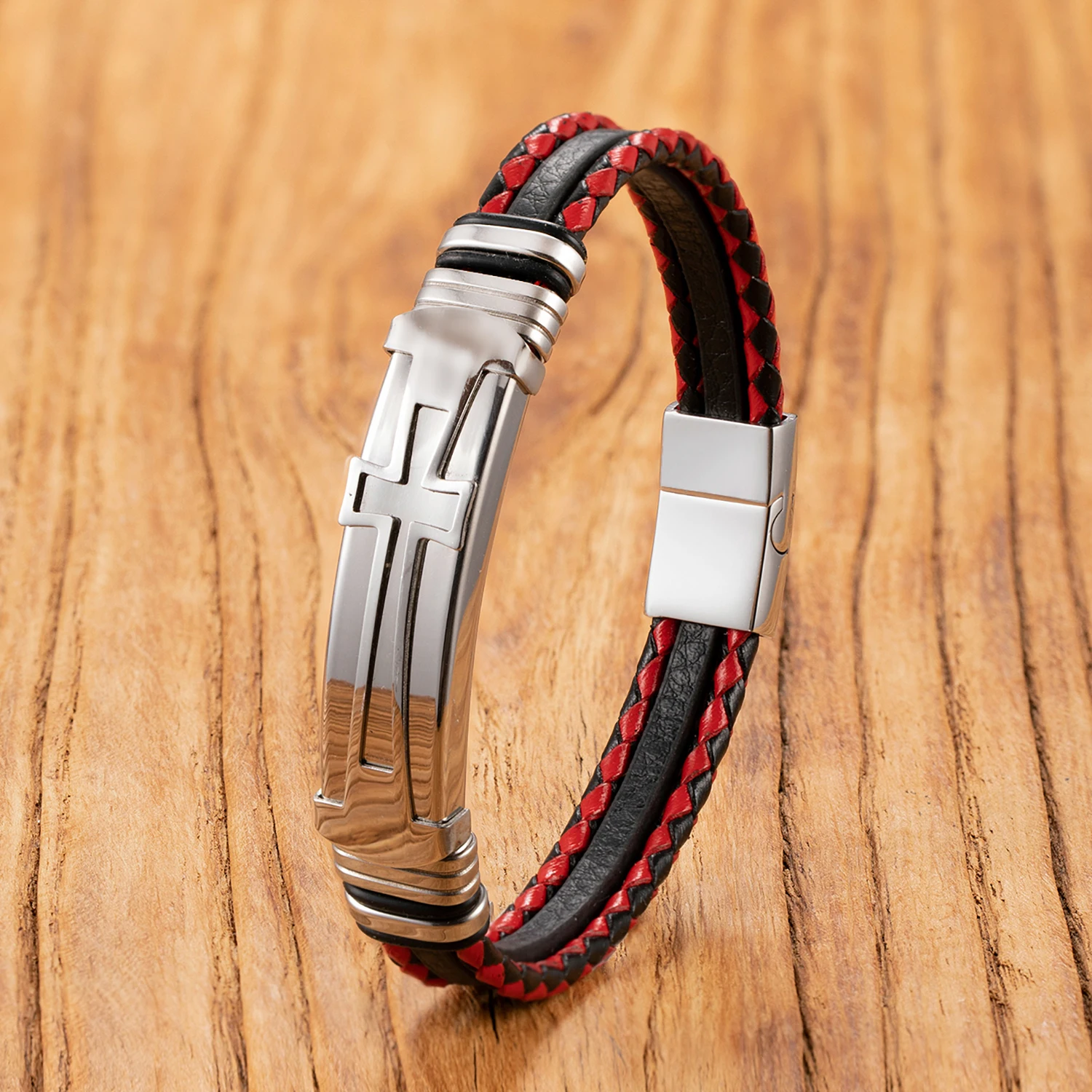 Jesus Cross Punk Style Unisex Leather Bracelets - Image 5