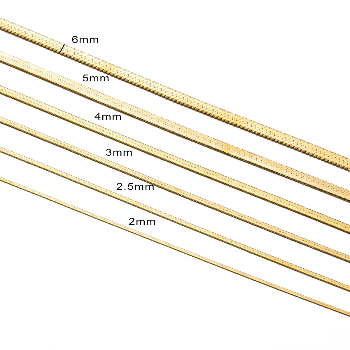 Heiße Mode Unisex Schlangenkette Frauen Halskette Halsband Edelstahl Fischgrätenmuster Gold Farbe Kette Halskette Für Männer Schmuck Geschenk – Detail 3