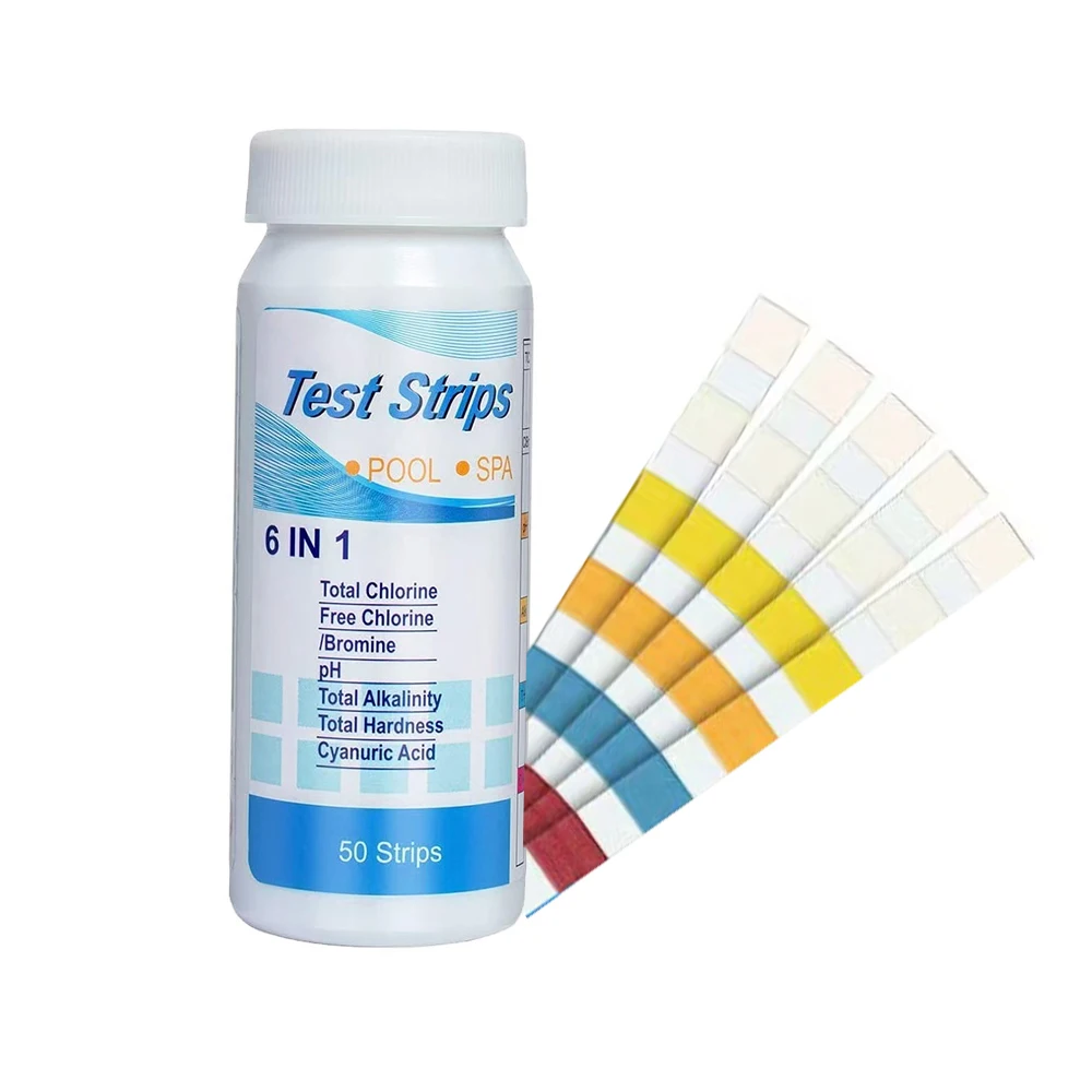 6 in 1 Professional 6.2-8.4ph Paper Ph Test Strips 50 Strips Water Soil Acidity Swimming Pool Alkalinity Hardness Test Tool ph indicator test strips