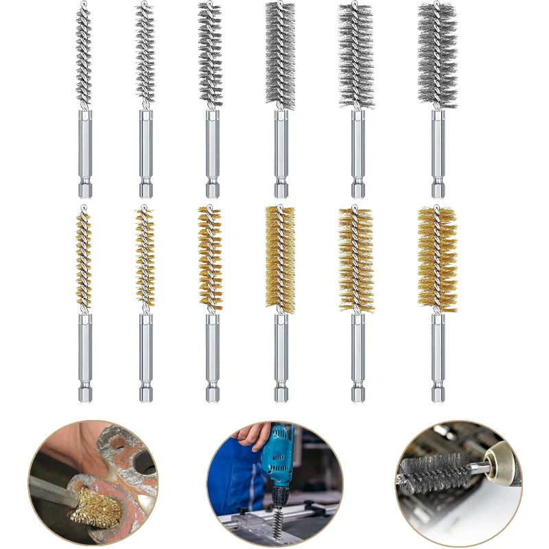 

1PCS Bore Brush Bore Cleaning Brush Wire Bore Brush Stainless Steel Cleaning Brush for Power Drill Impact Driver