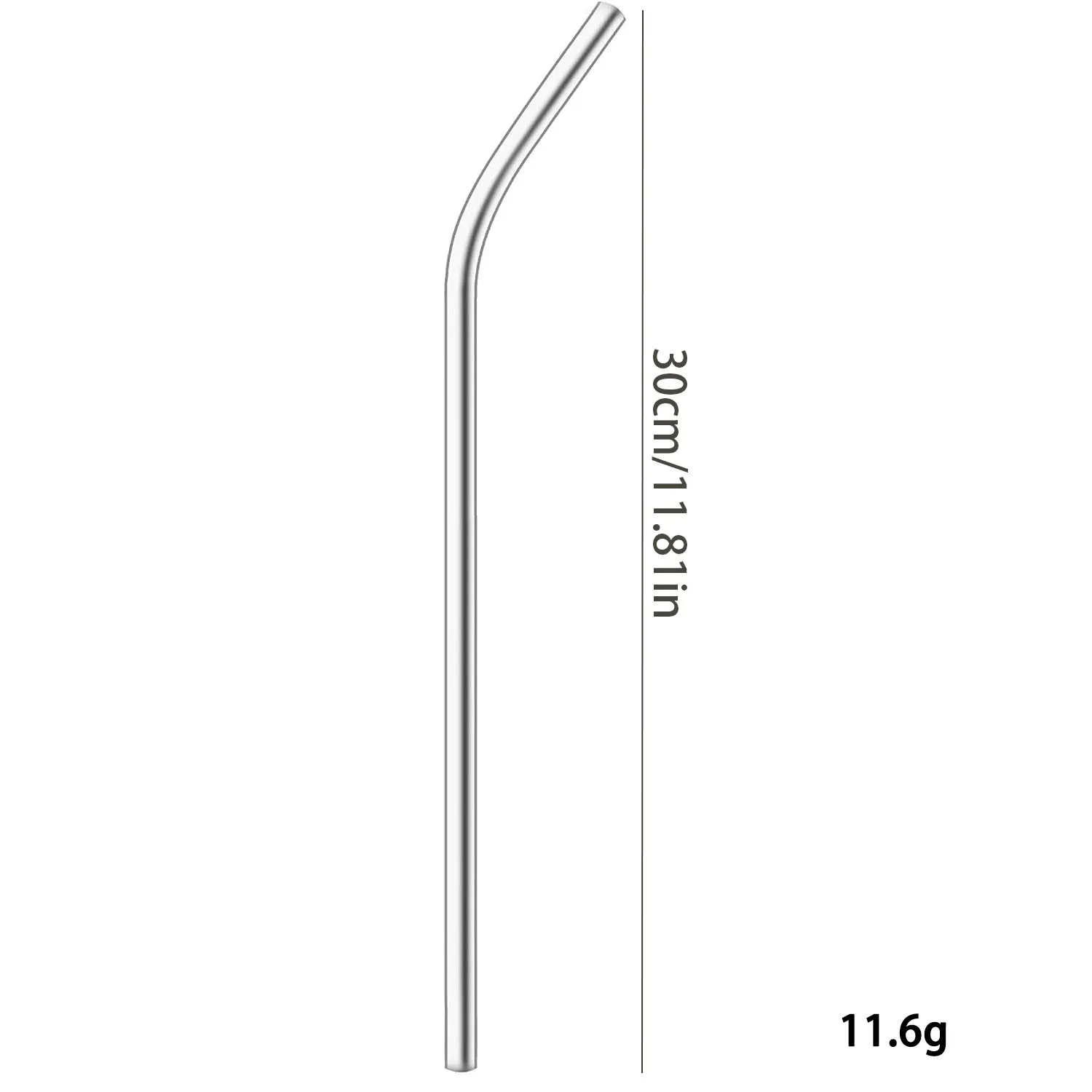 30cm Reusable Silver Stainless Steel Drinking Straw