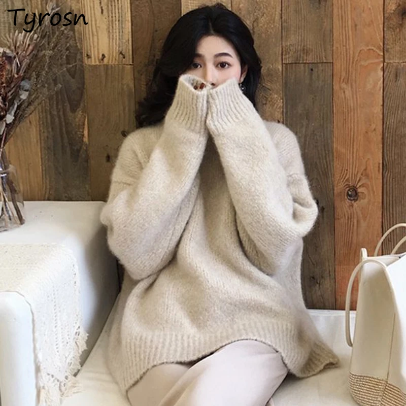 

Pullovers Women Autumn Cozy Simple Temper All-match Korean Style Basic Gentle O-neck Females Streetwear Aesthetic Chic