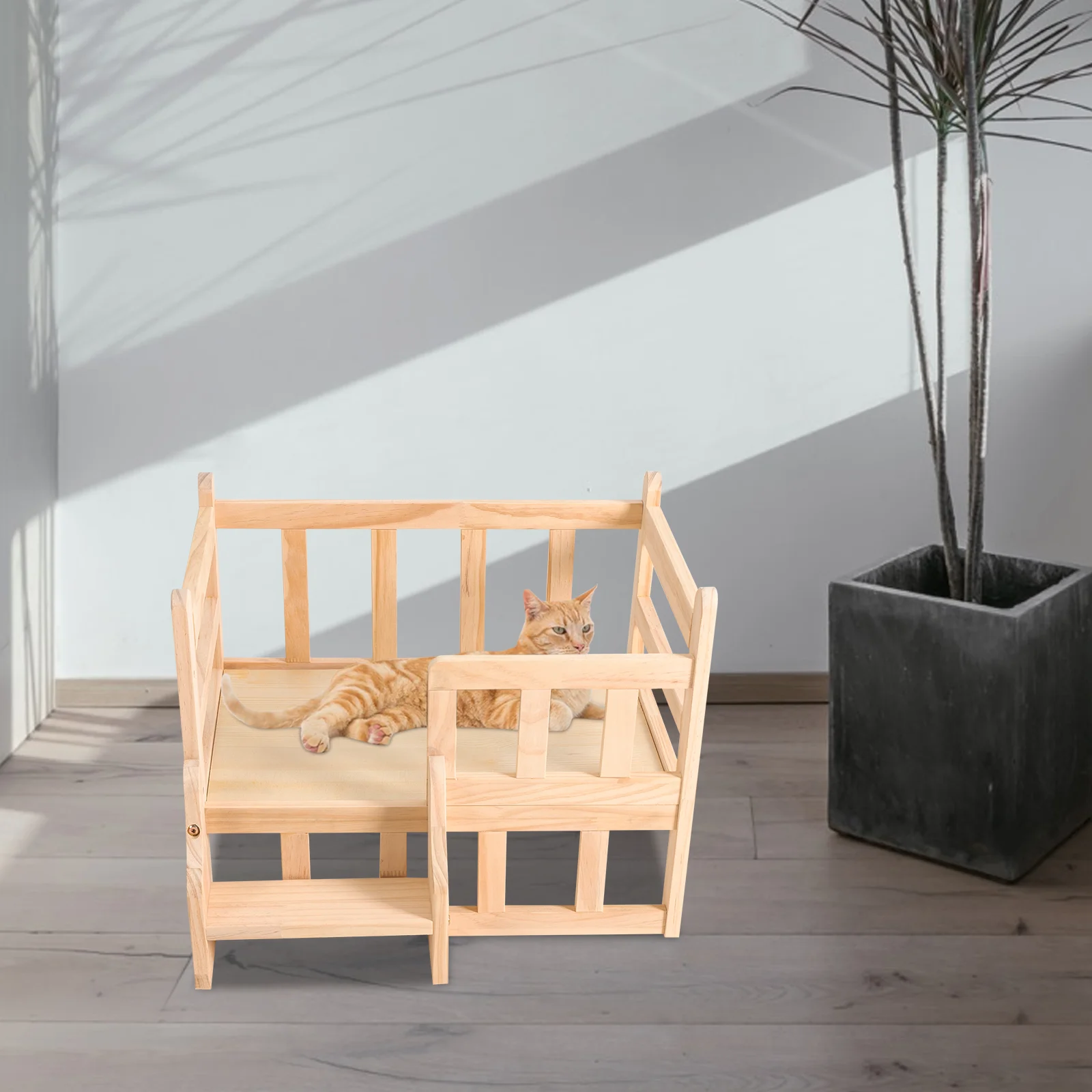 Dog Crate with Solid Pine Wood, Hypoallergenic and Chemical-Free, Sturdy Structure with Reinforced Screws, Spacious Nest