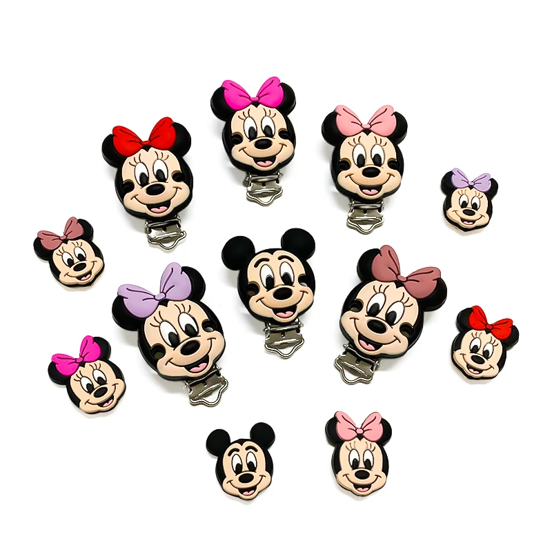 Silicone Mickey Minnie Beads Teether DIY Nipple Chain Jewelry Accessories 3/10pcs teething beads baby silicone accessories