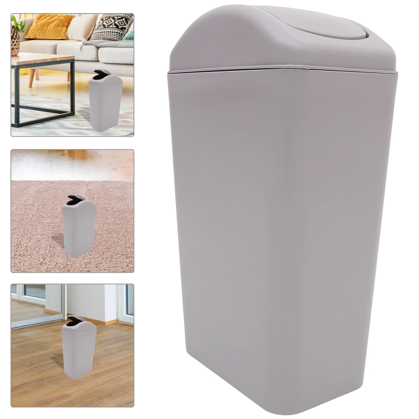 

Shake Lid Trash Can Bathroom Garbage Household Litterbox Thicken Swing Bucket Plastic Waste Bin with Flip Office Trashcan