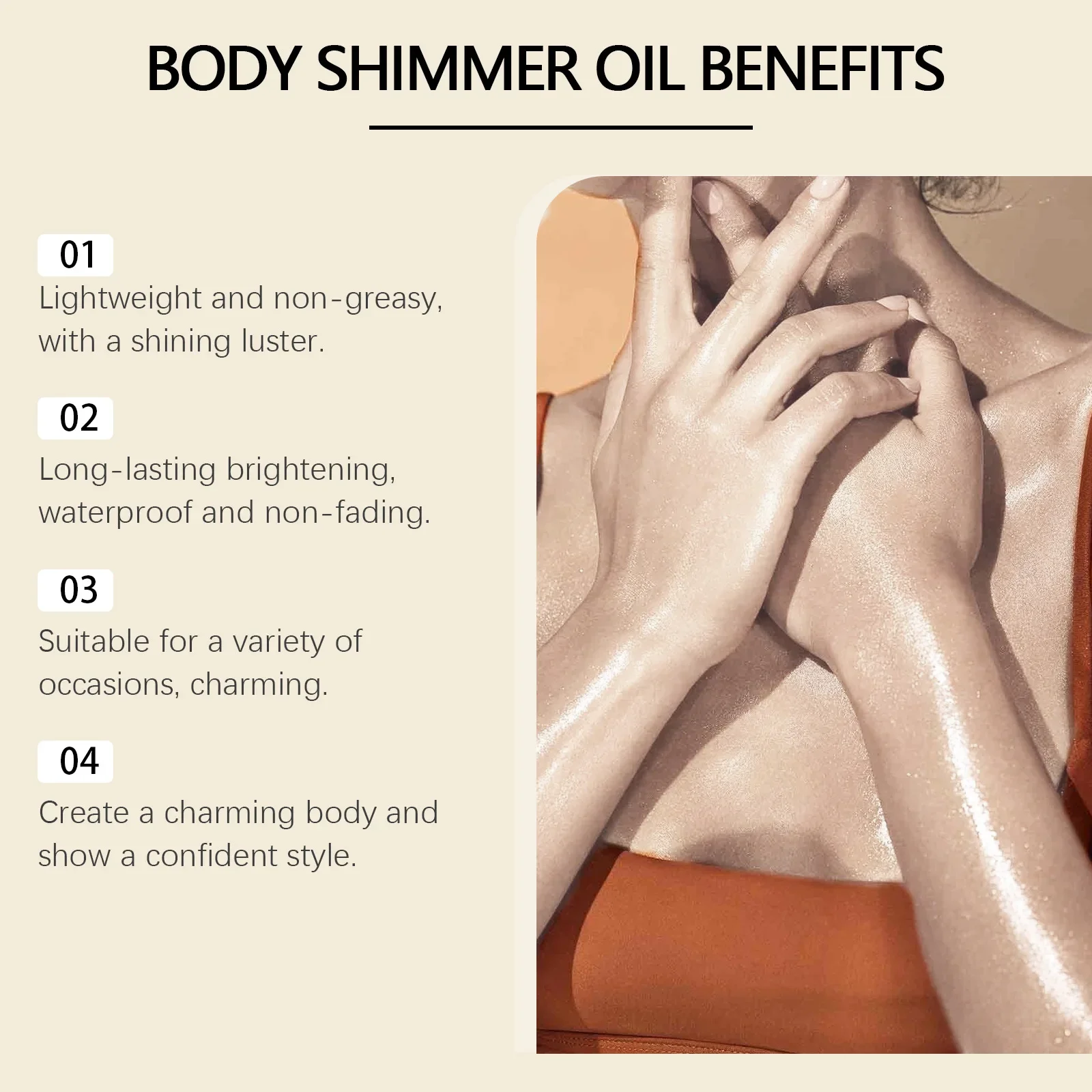 Get Your Beach Body Ready with Body Shimmer Oil: Sexy and Glowing, Long-lasting and Water-resistant Formula Natural Shine 3