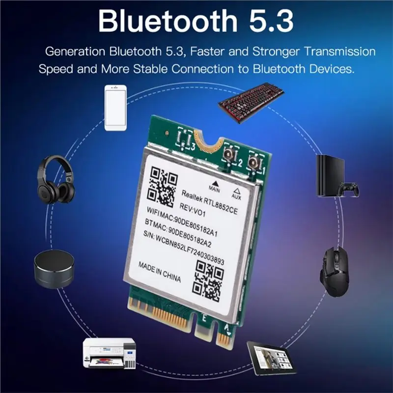 Exquisite-Wifi 6E RTL8852CE 무선 네트워크 카드 M. 2(10DB 안테나 포함) BT5.3 802.11AX 어댑터 5374M 2.4/5/6Ghz Windows 10/용