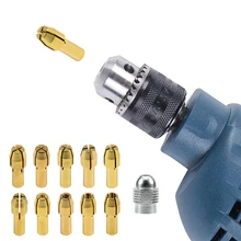 

11PCS/Set Brass Drill Chucks Collet Bits 0.5-3.2mm 4.3mm Shank Screw Nut Replacement for Rotary Tool Quick Change Drill Bit Tool