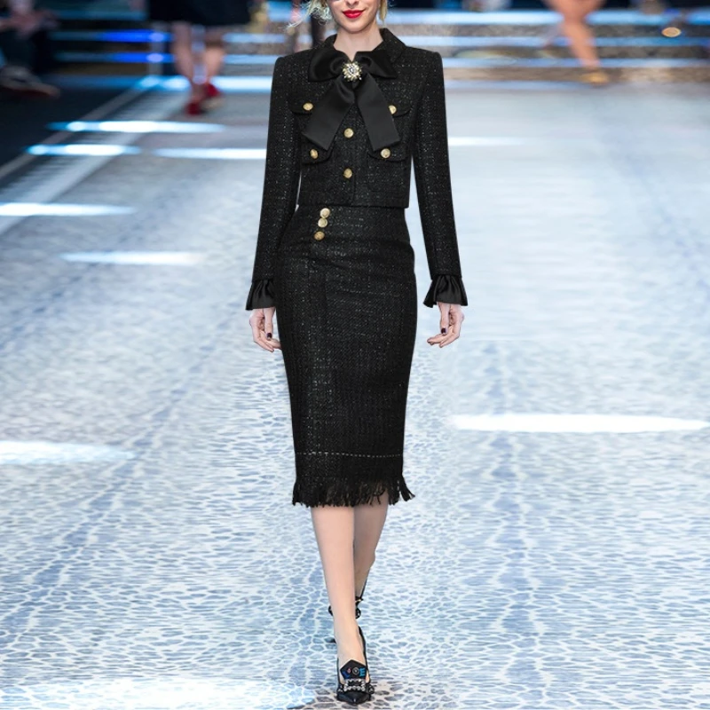 日本総代理店 ファッションデザイナーセット春の秋の女性の長袖シングルブレストジャケットトップス パッケージヒップスカート2点セット 直売安い Wealthgrowth Online