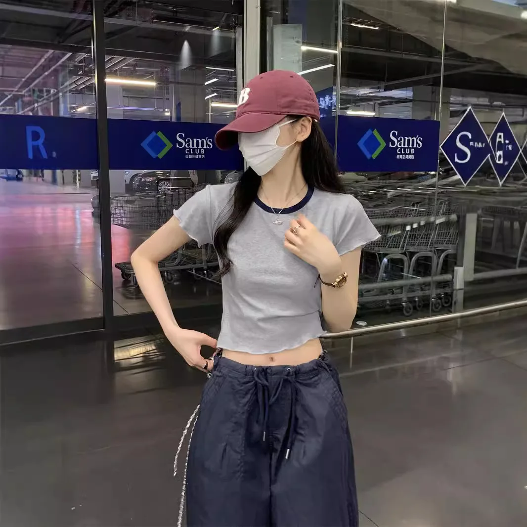 Women Summer Fashion Short Sleeve Cropped Tshirts