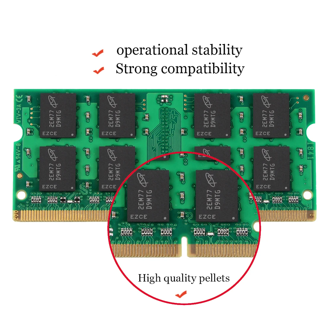 DDR2 2GB RAM 800Mhz/667Mhz PC2-6400/PC2-5300 for Laptop Memory