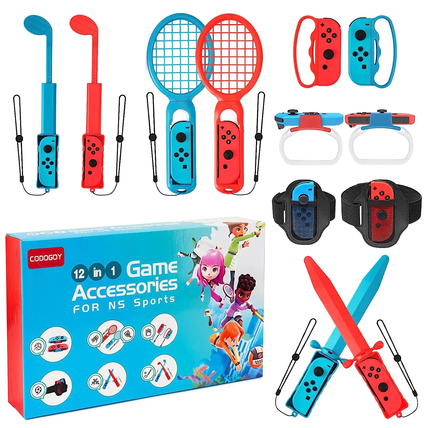 12 in 1 Switch Sports Accessories Bundle for Switch NS Sports Accessories Kit Compatible with Switch/Switch OLED Games