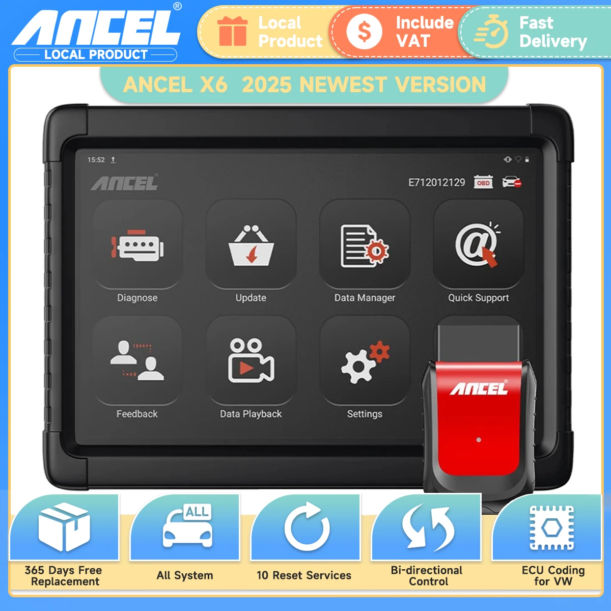 Ancel X6 OBD2 Scanner automobile professionnel ABS SRS huile EPB BMS réinitialiser tous les lecteurs de Code système OBD 2 outils de Diagnostic de voiture