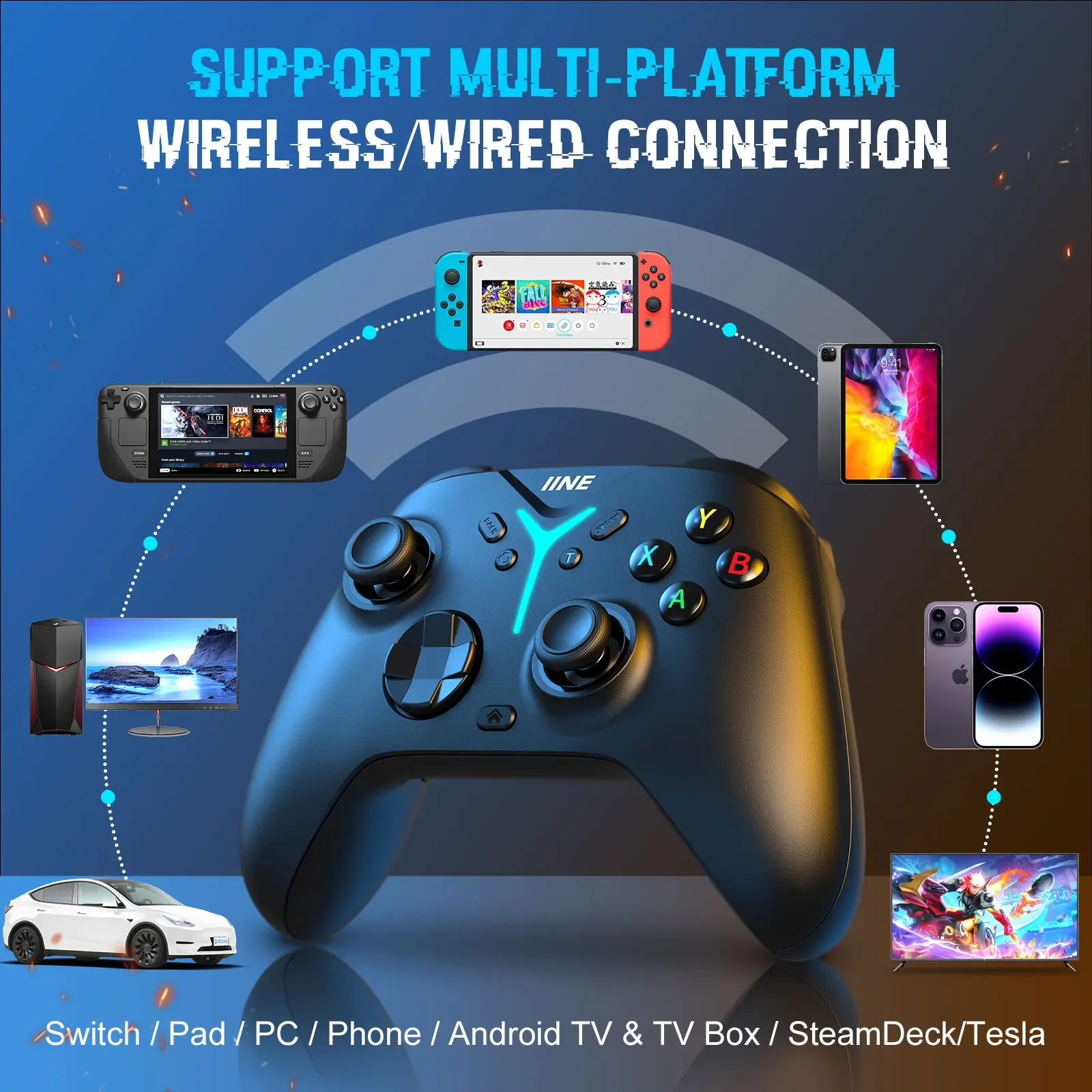 IINE ø콺 PC Ʈѷ ׷̵ Ȧ Ʈ ̽ƽ  ġ, PC  ġ OLED   , 2.4Ghz