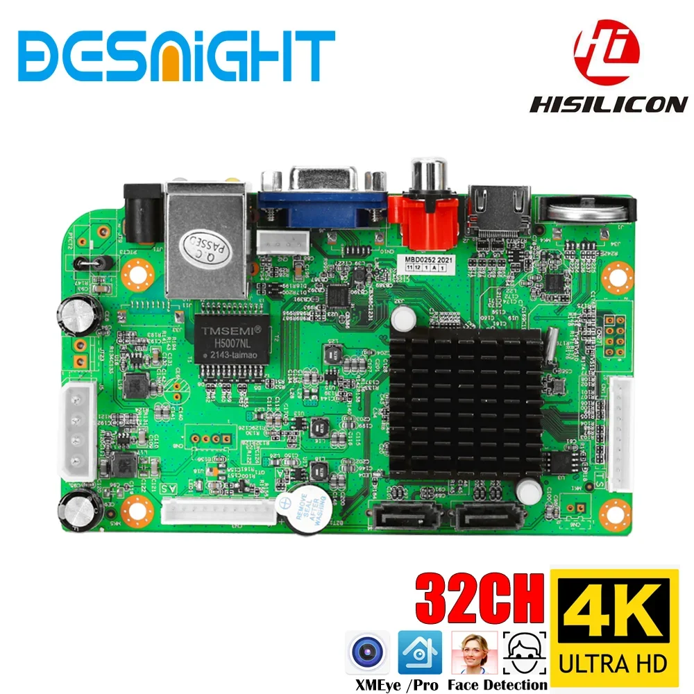 Scheda Nvr 32Ch 4K 2 * Sata Max 16Tb Hdmi Nvr Ip Recorder Hisilicon Hi3536 Onvif Xmeye Web Face Detection Cctv Videosorveglianza