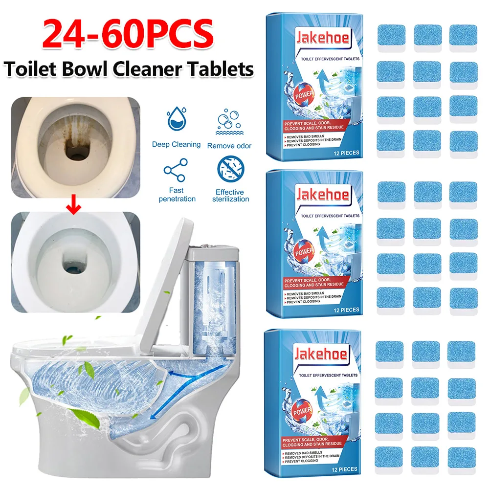 Toilet Bowl Cleaner Tablets Remove Urine Stains Dirt Toilet Cleaning Effervescent Tablets Eliminate Odor Cleaner 24-60Pcs