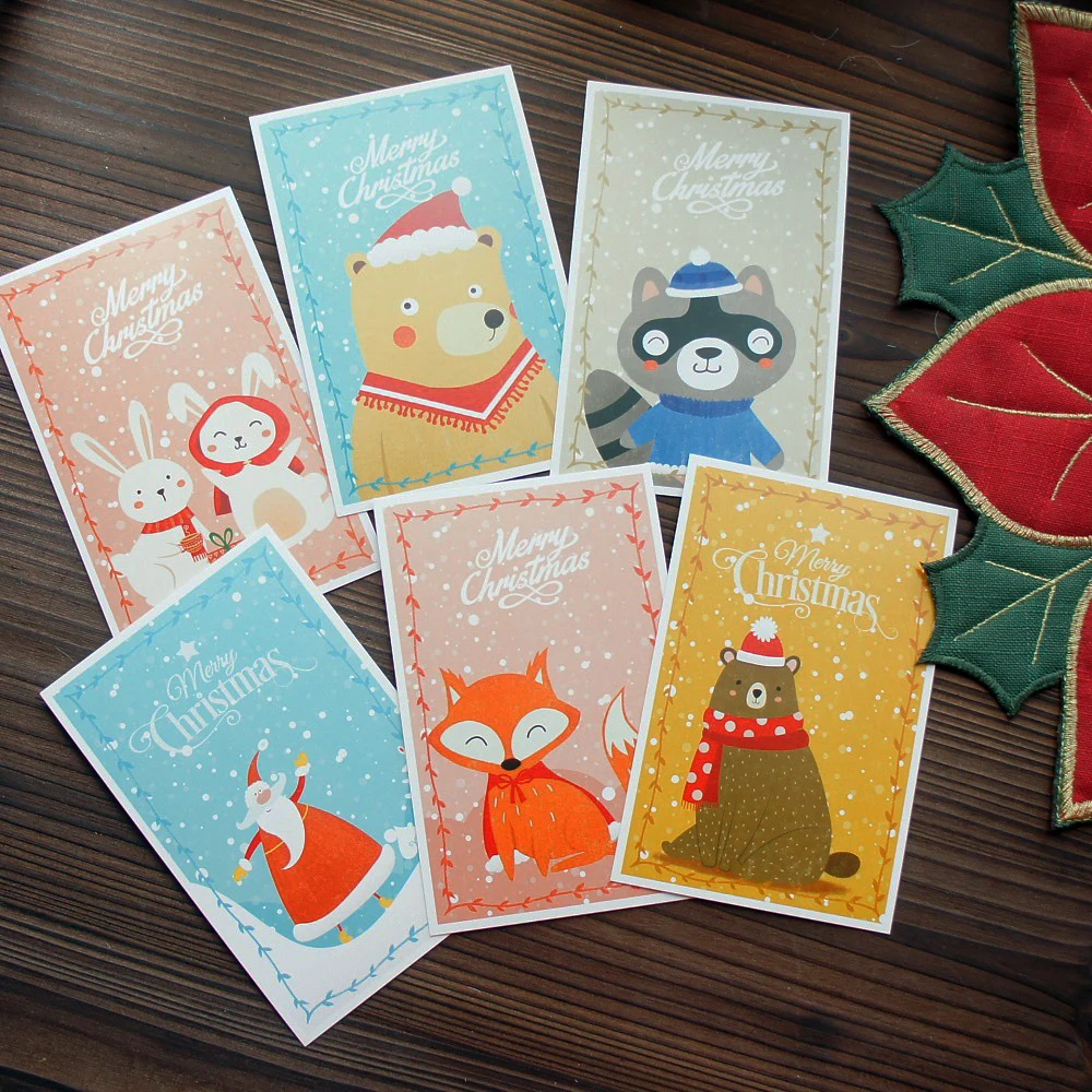 

15pcs Merry Christmas with Friends Design As Post Greeting Gift Card Party Invitation Scrapbooking Use