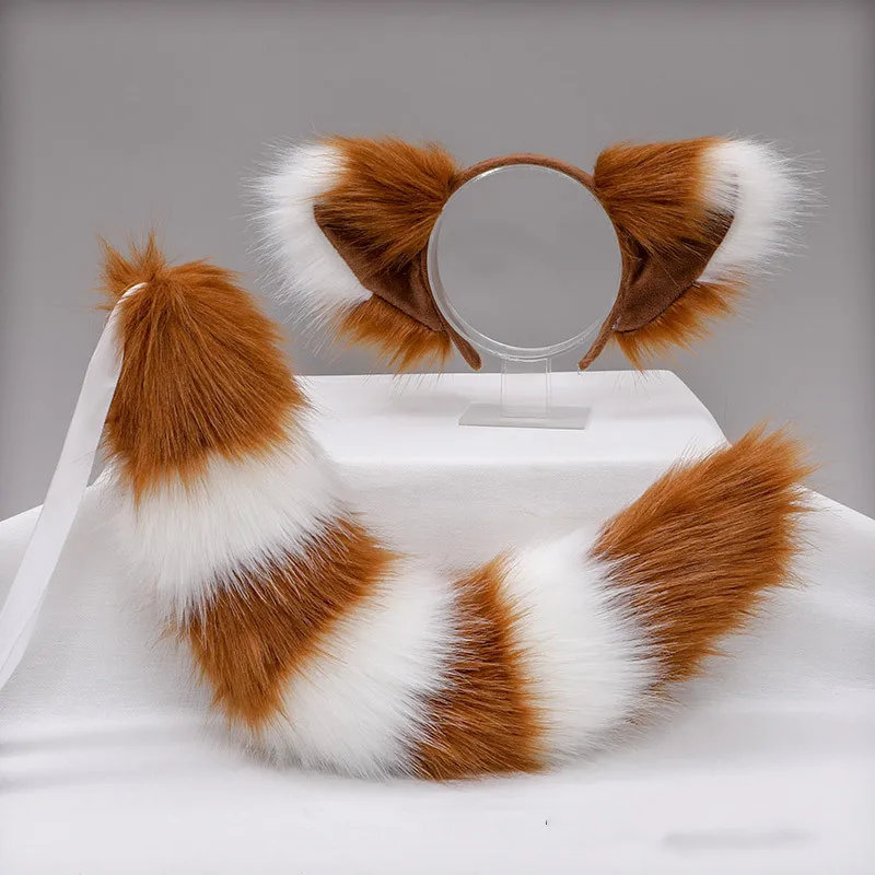 

Furry Fox Tail and Ear Animal Cosplay Funny Prop Lolita Accessories Girl's Club Pub Costumes