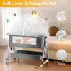 Baby Bassinet 4-in-1 Convertible Bedside Crib, with Mosquito Net & Rocking Mode | 6 Adjustable Heights, Breathable Mesh 6
