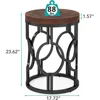 Round End Table Set of 2,  Industrial Side Table with Metal Hollow Frame 2