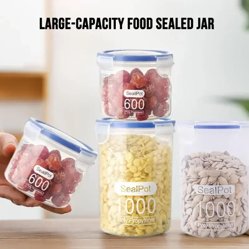 Kitchen Storage Sealed Plastic Kitchen Storage Containers Set with Lids for Cereal Candy Dried Food Organizer Bottles Jars Boxes