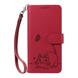 Leather Magnetic Flip Wallet Case - Premium Card Holder Accessory - Motorola Moto G13 (Red)