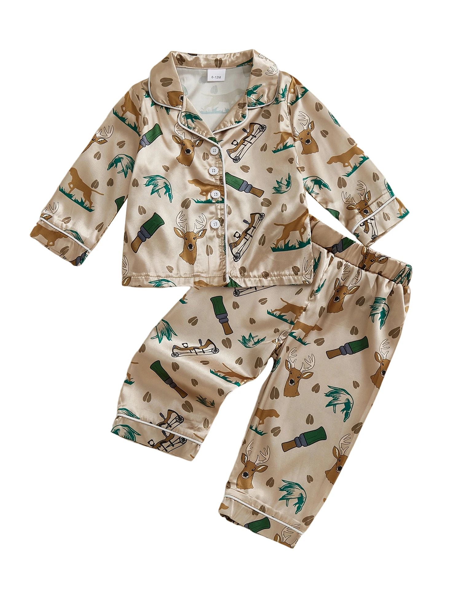 Apricot colored pajama set with elastic waist pants