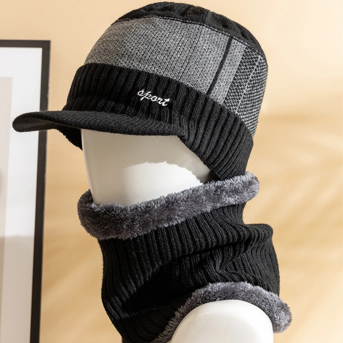 Hot Sale Men Winter Warm Set Classic Plush Fur Lined Winter Hat Male Outdoor Keep Warm Fashion Hat Cap