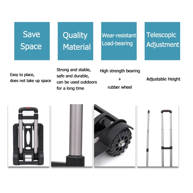 50 Kg -Os Nagyteljesítményű Összecsukható Kézi Zsákkerekű Kocsi Teherautó -Kosár Utazási Csomag Bevásárlókosár Hordozható Otthoni - Image 4