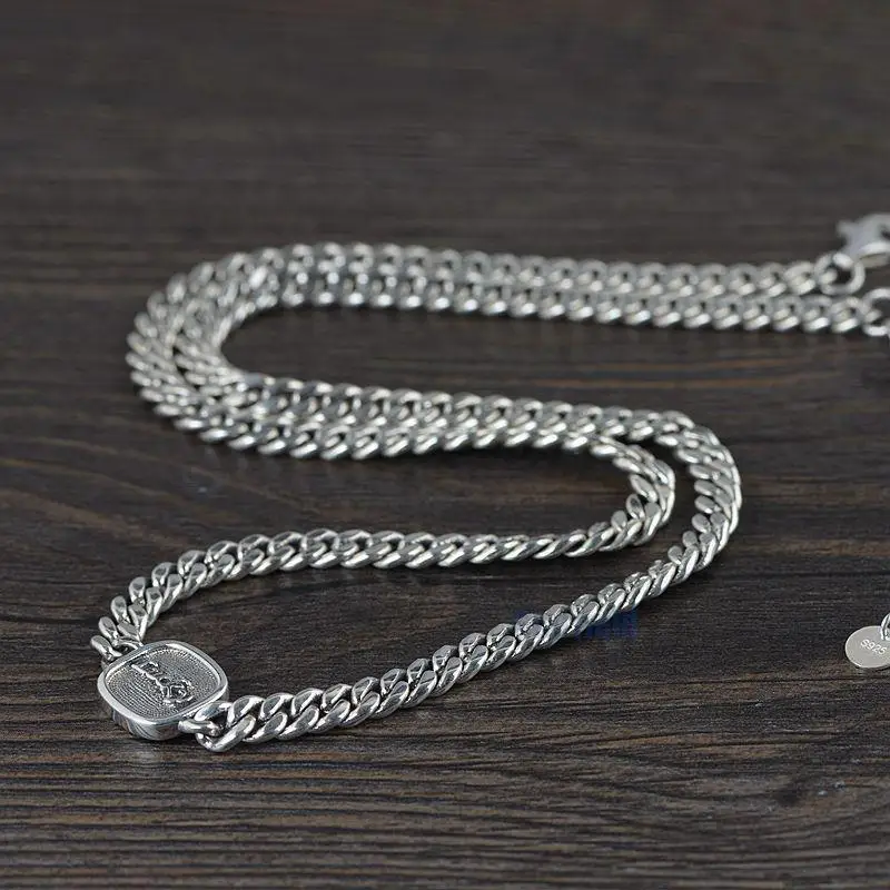 

S925 Silver Thai Silver Retro To Do The Old Men And Women Lucky Chain Wholesale Silver Lobster Clasp Tanks Chain Necklace