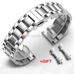 Curved End Universal Stainless Steel Watch Strap with Butterfly Clasp - 22mm (Silver)