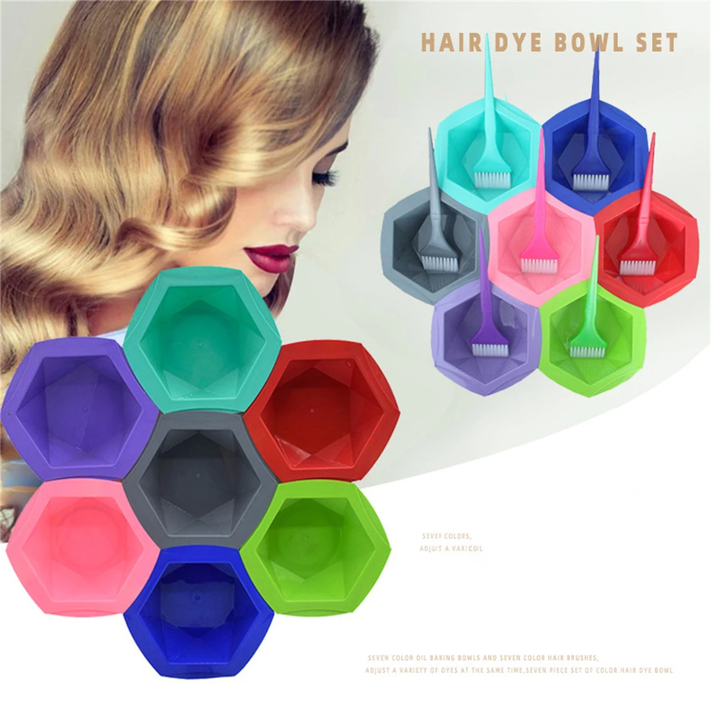 Description Picture 2 of item7pcs hair dye Brush mixer bowl for hairdresser coloring sets plastic mixing bowls Salon Hairdressing Styling Tools accessories
