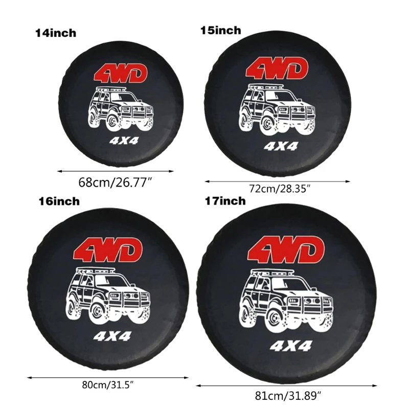 090E 14" 15" 16" 17" 4WD 4x4 PVC Leather Spare Wheel Tire Cover for Case Bag Protector for Camper Travel Trailer Car tire cover