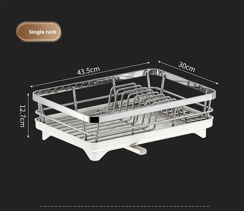 Dish Drying Rack - 2 Tier Stainless Steel Over Sink Shelf with Utensil Holder