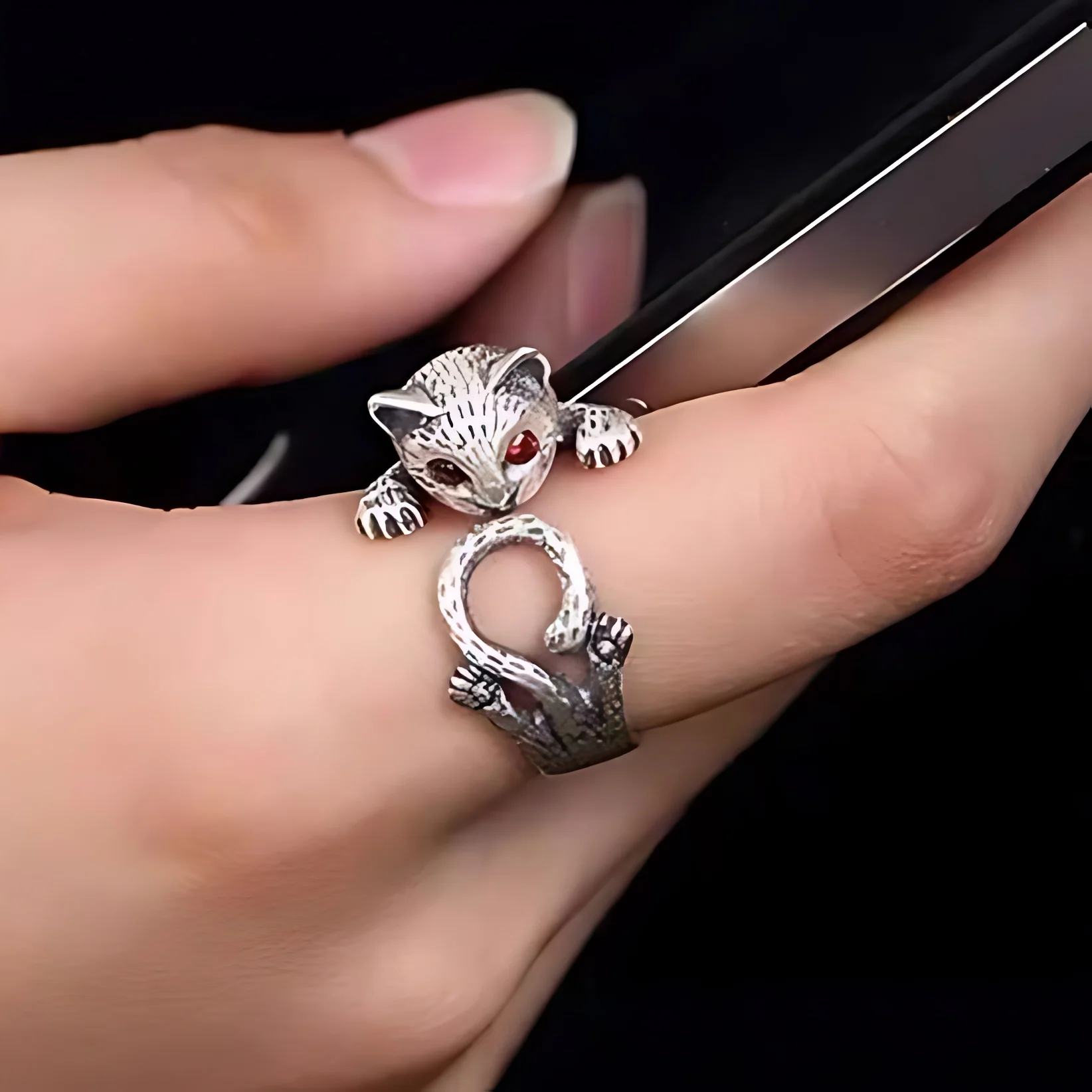 925 Sterling Silver Rings For Women Simple Vintage Handmade Adjustable Finger Leopard Ring Fashion Band Female Bijoux Gift silver ring silver rings