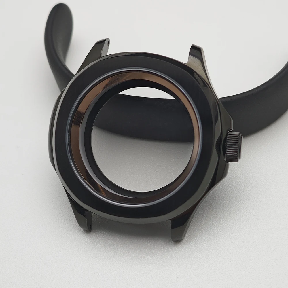 Black Steel Watch Case with Chapter Ring and Sapphire Glass, 39.5mm