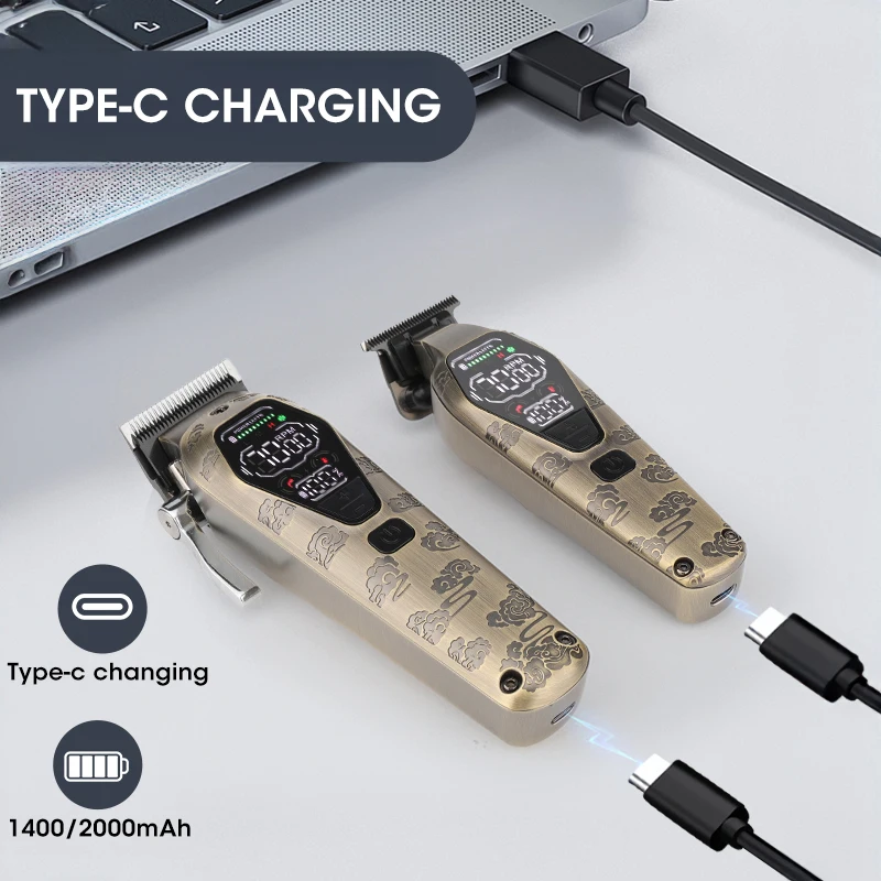 RESUXI 642 New 2 in 1 All-metal Electric Hair Clippers Set High-power Hair Trimmer for Men Barber Cutting Machine Tools