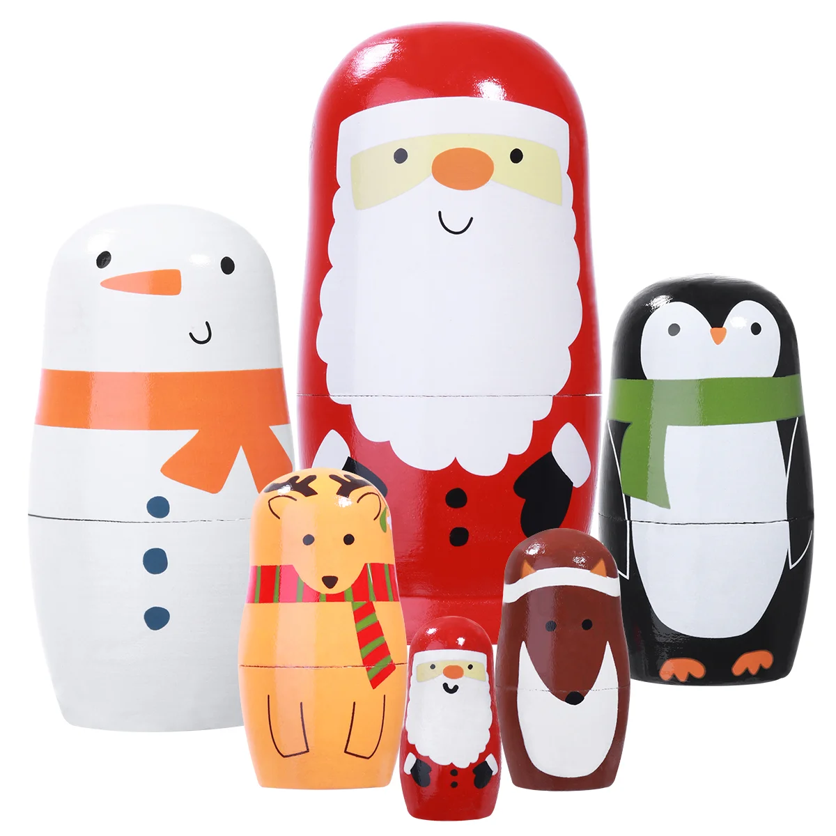 

Lovely Santa Claus Russian Nesting Dolls Handmade Wooden Matryoshka Toy Colorful Wood Baby Toy Gift for Kids