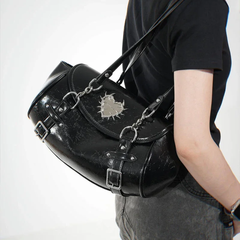 Modische Y2k-Umhängetasche, Unterarmtasche im Flap-Stil, Damenhandtasche im Preppy-Stil, kariertes Muster, Stern-Dekor, große Bowling-Tasche – Detail 8