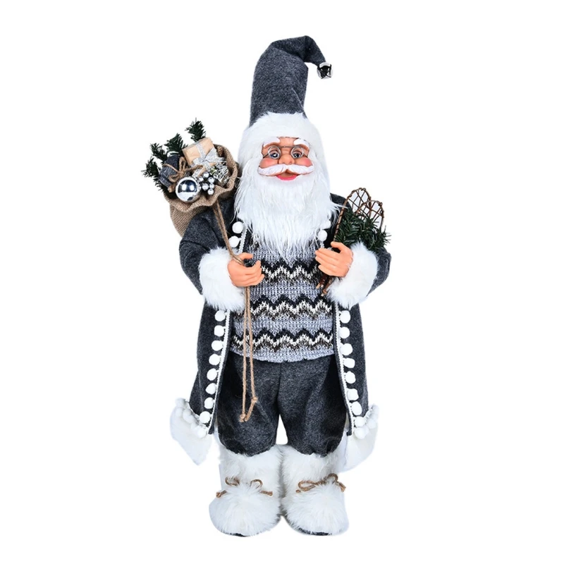

Standing Santa Figurine Deluxe Father Christmas Figure in Traditional Outfit with Gift Bag & Walking