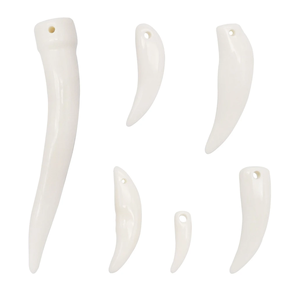 6-40pcs Mix White Wolf Teeth Charm Animal Fangs Pendant Bracelet ...
