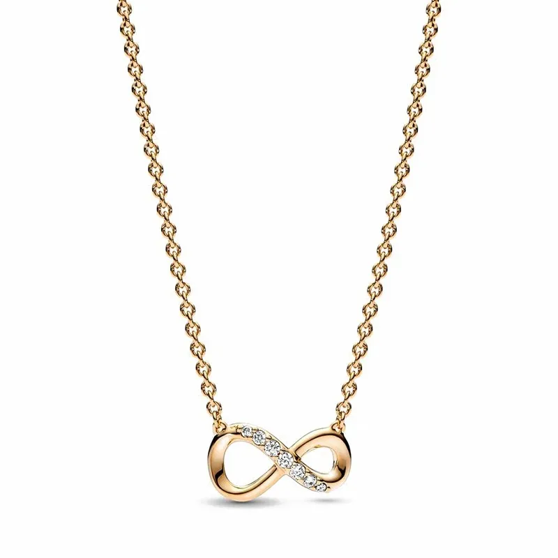 Women's Classic Necklace 925 Silver Original Logo ME Double Chain Eternal Symbol Collar Chain Necklace High Quality Gift