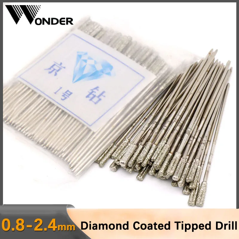 5-20pcs 0.8-2.4mm Diamond Coated Tipped Drill Bits for Tile Glass Jewellery Hole Saw Crystal Ceramics Semiconductor Materials