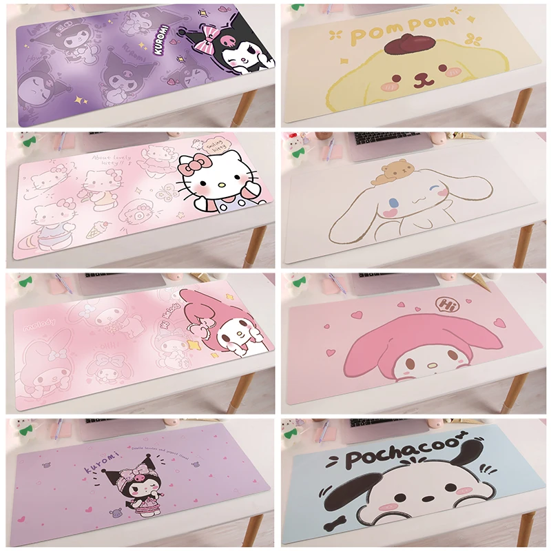 80/35 cm Sanrio Hello Kitty Kuromi tapis de bureau mélodie cannelle antidérapant grand clavier tapis de souris tapis de jeu accessoires pour Pc - AliExpress