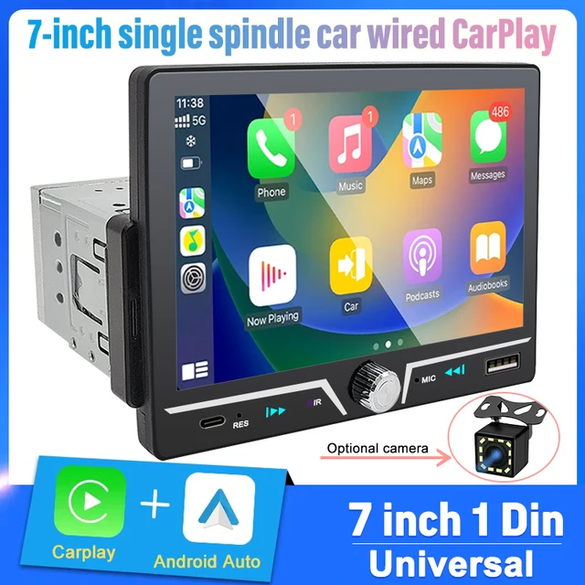 Universal 1din Auto Radio 7 inch Car Stereo Wireless Carplay Video GPS Navigation Touch Screen WiFi Bluetooth Multimedia Player